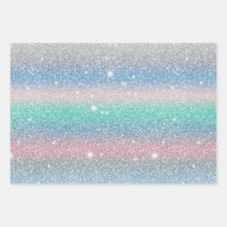 Glittery and Starry cute gift 3 Wrapping Paper Sheets