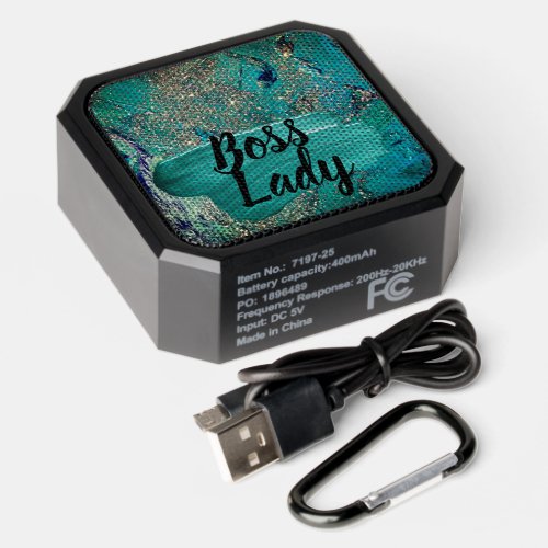 Glittery Aqua Paint Strokes Boss Lady  Bluetooth Speaker