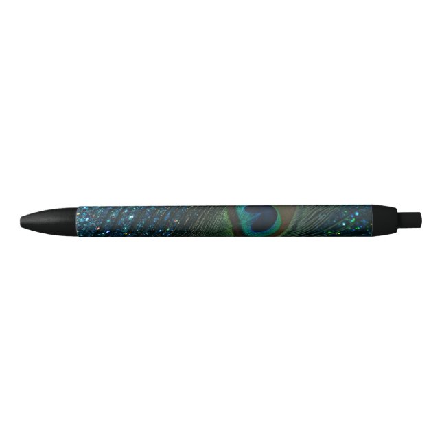 Glittery Aqua Peacock Pen (Front)