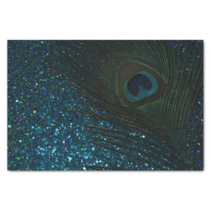 Glittery Aqua Peacock Tissue Paper