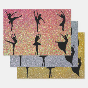 Glittery Ballet Dance Ballerina Dancer Wrapping Paper Sheets