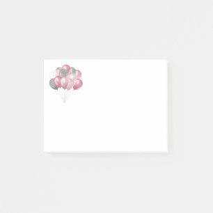 Glittery Balloon Bunch in Pink and Silver Post-it Notes