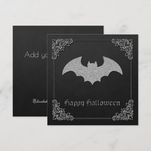 Glittery Bat Halloween Greeting Card