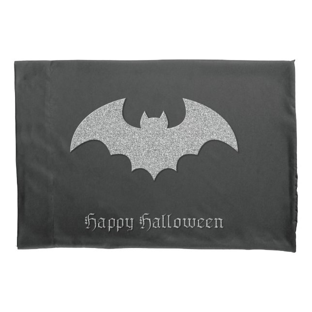Glittery Bat Halloween Pillow Case (Front)