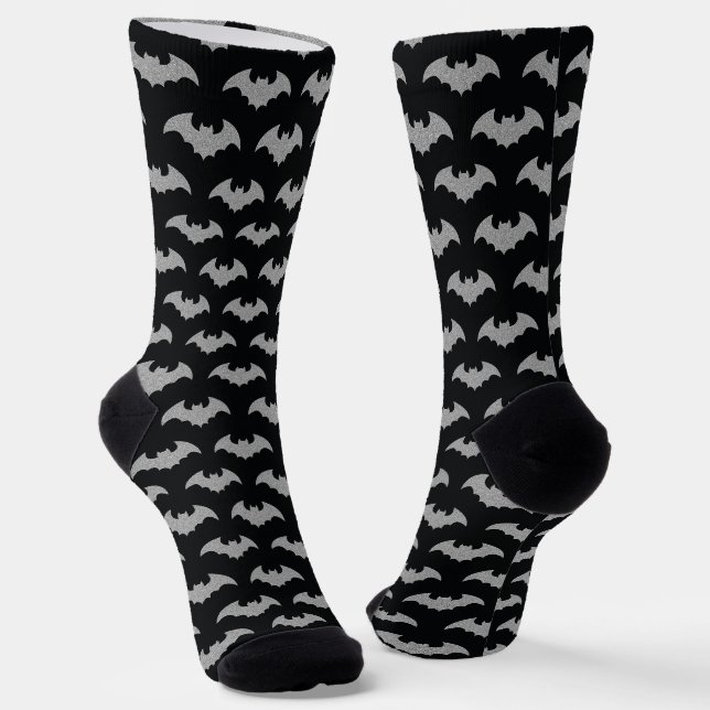 Glittery Bat Halloween Socks (Angled)