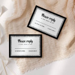 Glittery Bat Mitzvah Elegant Black and Silver RSVP Card<br><div class="desc">This trendy insert card features bold lettering on the front with a layered look in silver glitter and white,  and a solid colored back.  Add your text using the template form.  Change the font,  layout and colors using the Customize feature.</div>