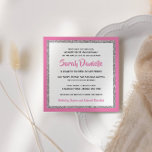 Glittery Bat Mitzvah Hot Pink and Silver Square Invitation<br><div class="desc">This trendy Bat Mitzvah invitation features sparkling faux glitter layered against a solid color background.  Use the template form to add your own information.  The Design Tool can be used to change the font style,  color and layout.</div>