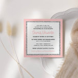 Glittery Bat Mitzvah Light Pink and Silver Square Invitation<br><div class="desc">This trendy Bat Mitzvah invitation features sparkling faux glitter layered against a solid color background.  Use the template form to add your own information.  The Design Tool can be used to change the font style,  color and layout.</div>