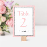 Glittery Bat Mitzvah Light Pink and Silver  Table Number<br><div class="desc">This trendy Bat Mitzvah table number features sparkling faux glitter layered against a solid color background.  Use the template form to add your own information.  The Design Tool can be used to change the font style,  color and layout.</div>