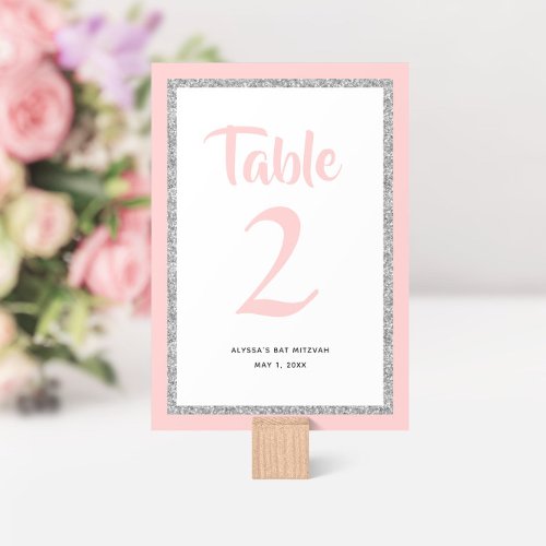 Glittery Bat Mitzvah Light Pink and Silver 