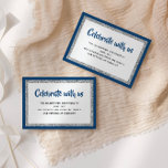 Glittery Bat Mitzvah Navy Blue and Silver Detail Enclosure Card<br><div class="desc">This trendy insert card features bold lettering on the front with a layered look in silver glitter and white,  and a solid colored background. Add your text using the template form. Change the font,  layout and colors using the Design Tool.</div>