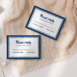 Glittery Bat Mitzvah Navy Blue and Silver RSVP Card<br><div class="desc">This trendy insert card features bold lettering on the front with a layered look in silver glitter and white,  and a solid colored back.  Add your text using the template form.  Change the font,  layout and colors using the Customize feature.</div>