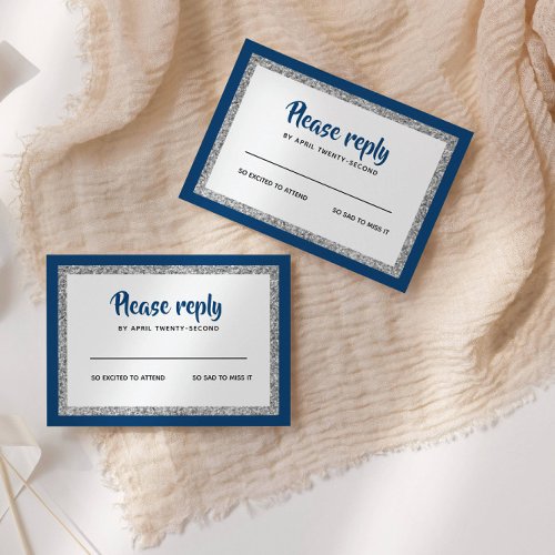 Glittery Bat Mitzvah Navy Blue and Silver