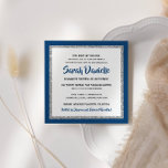 Glittery Bat Mitzvah Navy Blue Silver Square Invitation<br><div class="desc">This trendy Bat Mitzvah invitation features sparkling faux glitter layered against a solid color background.  Use the template form to add your own information.  The Design Tool can be used to change the font style,  color and layout.</div>