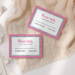 Glittery Bat Mitzvah, Pink and Silver RSVP Card<br><div class="desc">This trendy insert card features bold lettering on the front with a layered look in silver glitter and white,  and a solid colored back.  Add your text using the template form.  Change the font,  layout and colors using the Customize feature.</div>