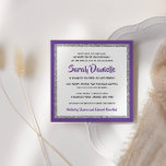 Glittery Bat Mitzvah Purple and Silver Square Invitation<br><div class="desc">This trendy Bat Mitzvah invitation features sparkling faux glitter layered against a solid color background.  Use the template form to add your own information.  The Design Tool can be used to change the font style,  color and layout.</div>