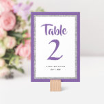 Glittery Bat Mitzvah Purple and Silver  Table Number<br><div class="desc">This trendy Bat Mitzvah table number features sparkling faux glitter layered against a solid color background.  Use the template form to add your own information.  The Design Tool can be used to change the font style,  color and layout.</div>