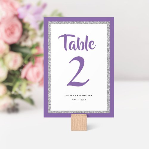 Glittery Bat Mitzvah Purple and Silver 