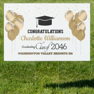 Glittery Black and Gold Congratulations Graduate Sign
