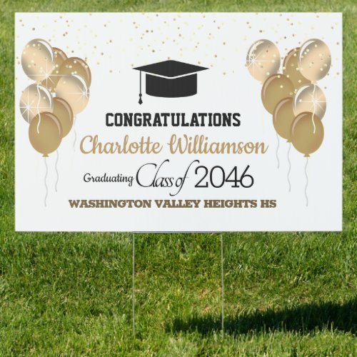 Glittery Black and Gold Congratulations Graduate Sign