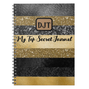 Glittery, Black and Gold Top Secret Journal