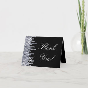 Glittery Black/Silver Glamor Thank You Card