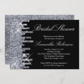 Glittery Black/Silver Glamour Bridal Shower Invitation (Front/Back)