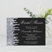 Glittery Black/Silver Glamour Bridal Shower Invitation (Standing Front)