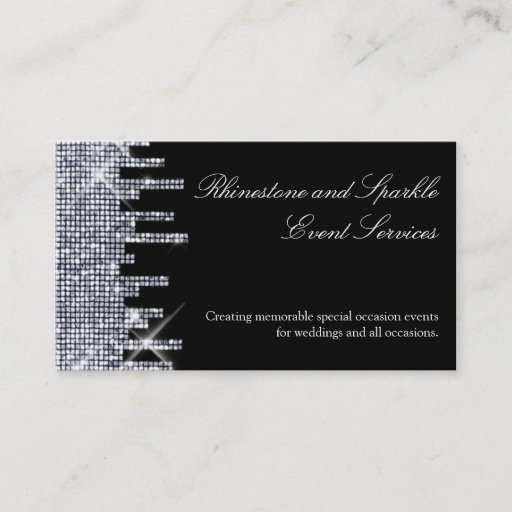 Customizable Glittery Black/Silver Glamour Business Cards