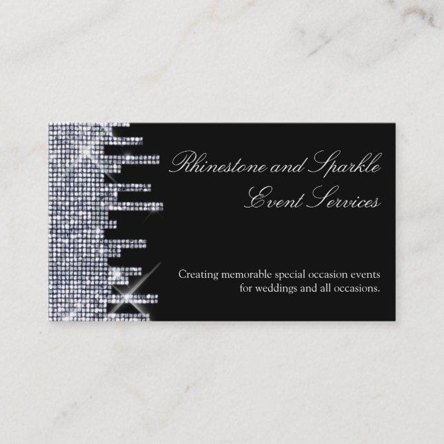 Glittery Black/Silver Glamour Business Card (Front)