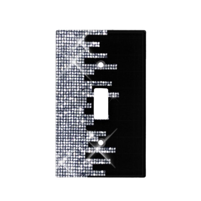 Glittery Black/Silver Glamour Light Switch Cover (Front)