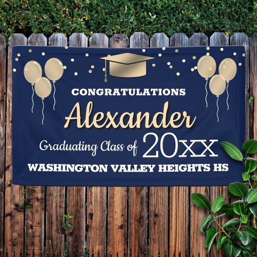Glittery Blue and Gold Graduation