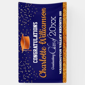 Glittery Blue and Orange Graduation Banner | Zazzle Glittery Blue and Orange Graduation Banner | Zazzle