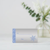 Glittery Blue and Silver Snowflakes Placecards (Standing Front)