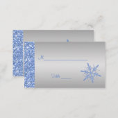 Glittery Blue and Silver Snowflakes Placecards (Front/Back)
