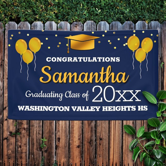 Glittery Blue and Yellow Graduation Banner (Creator Uploaded)