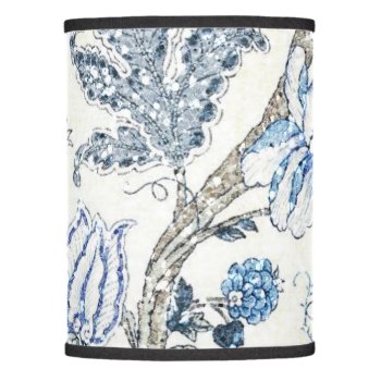 Glittery Blue Floral On Winter White Lamp Shade by StuffOrSomething at Zazzle