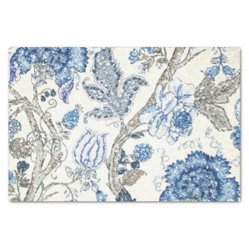 Glittery Blue Floral On Winter White Tissue Paper by StuffOrSomething at Zazzle