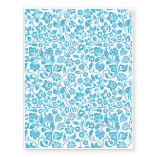 Glittery Blue Floral Temporary Tattoos
