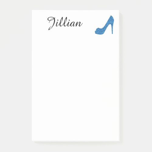 Glittery Blue High Heel Post_it Notes