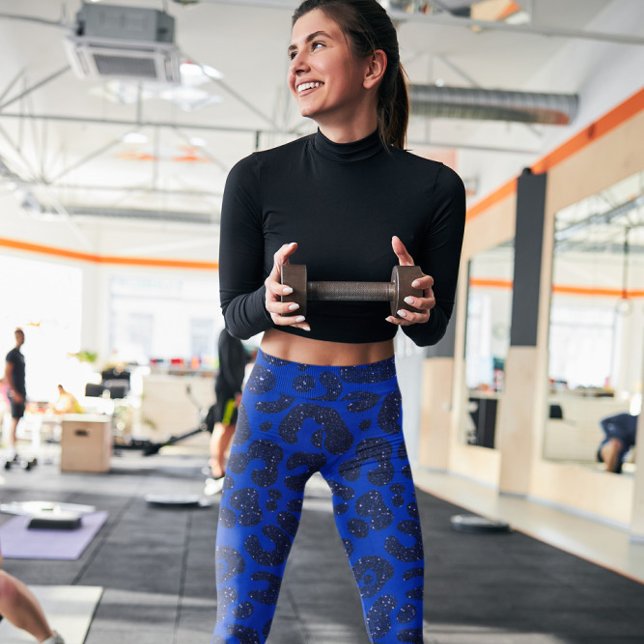 Glittery Blue Modern Leopard Pattern Leggings (Creator Uploaded)