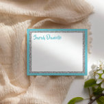 Glittery Blue & Silver Personalized Thank You Card<br><div class="desc">This trendy design features sparkling faux glitter layered against a solid color background. Use the template form to add your own information. The "Customize" feature can be used to change the font style,  color and layout.</div>