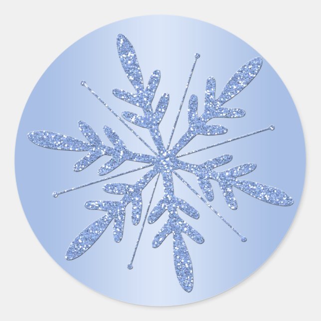Glittery Blue Snowflake Sticker (Front)