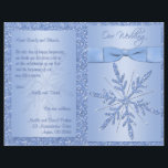 Glittery Blue Snowflake Wedding Program<br><div class="desc">This 8.5"x11" wedding program matches the invitations and other items shown below. It is designed to be folded down the center. All the text is customizable. ****PLEASE NOTE that the higher grade paper is a card stock and does not fold well. Email me if you need any assistance with the...</div>