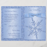 Glittery Blue Snowflake Wedding Program<br><div class="desc">This 8.5"x11" wedding program matches the invitations and other items shown below. It is designed to be folded down the center. All the text is customizable. ****PLEASE NOTE that the higher grade paper is a card stock and does not fold well. Email me if you need any assistance with the...</div>