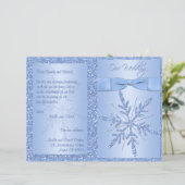 Glittery Blue Snowflake Wedding Program (Standing Front)