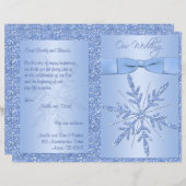 Glittery Blue Snowflake Wedding Program (Front/Back)
