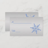 Glittery Blue Snowflakes Placecards (Front/Back)