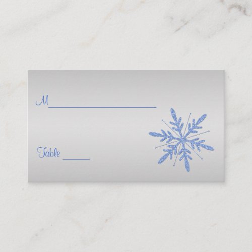 Glittery Blue Snowflakes Placecards