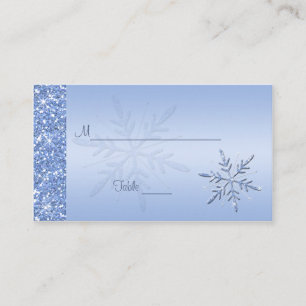 Glittery Blue Snowflakes Placecards
